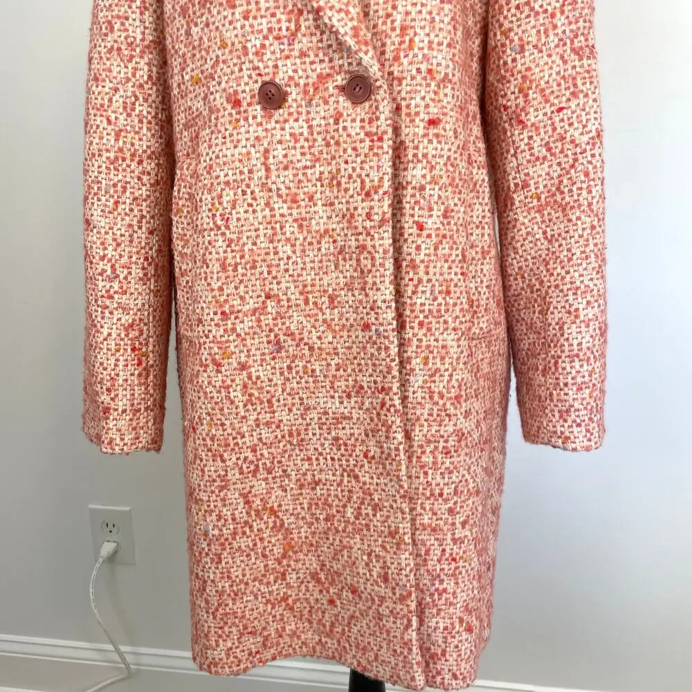J. Crew Nalya Daphne Italian Tweed Topcoat In Faded Guava Multi Size 14 New - Picture 9 of 16